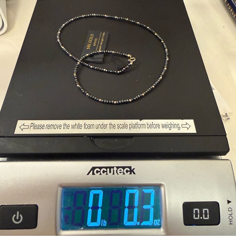 Elegant 14K Gold and Black Spinel Choker Necklace NWT 16” Delicate & Elegant. - Picture 12 of 12